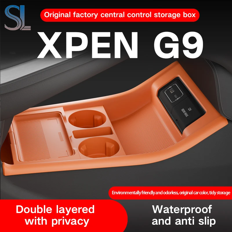 

For XPENG G9 2025 2026 Storage Box Center Armrest Hidden Box Cup Holder Organizer Interior Accessories