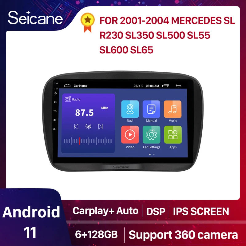 

2 Din Android 12 автомобильный радиоприемник, мультимедийный видеоплеер с GPS-навигацией Carplay для 2001-2004 Mercedes SL R230 SL350 SL500 SL55 SL600