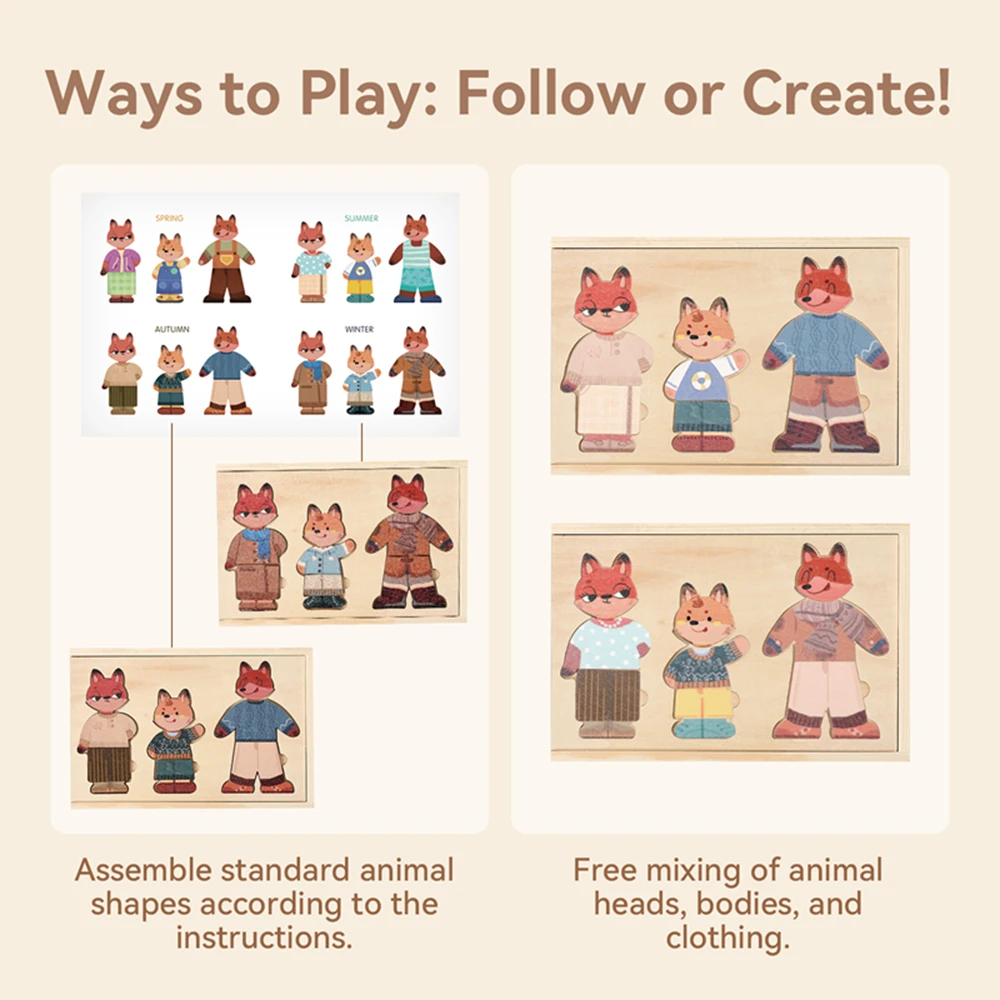 어린이를위한 3D 나무 직소 퍼즐 만화 동물 손 눈 조정 게임 아기 교육 퍼즐 장난감 아기 퍼즐 선물