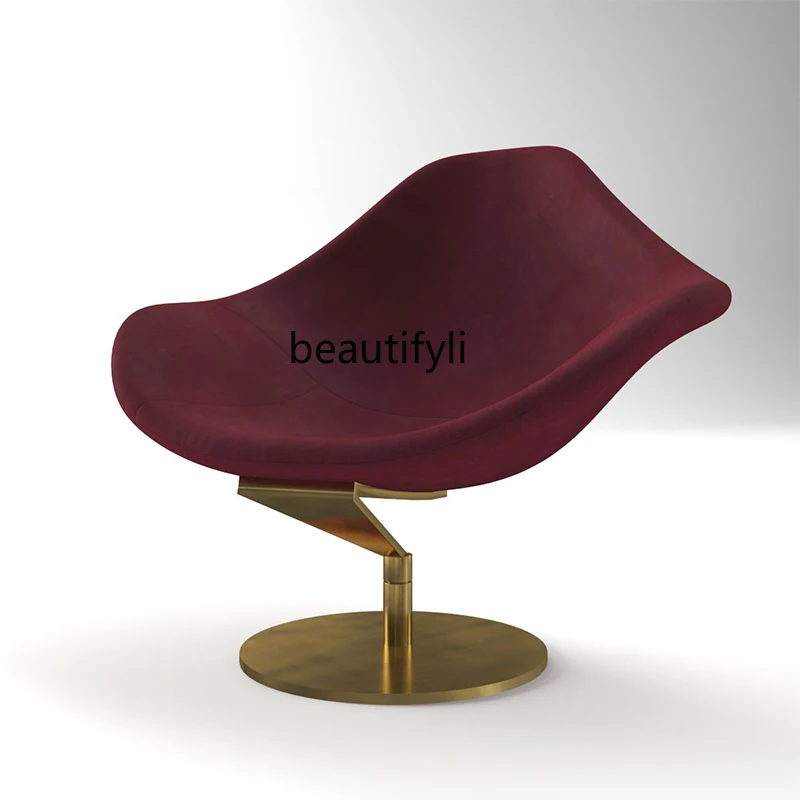 

Modern special-shaped fiberglass rotatable back chair light luxury armchair living room hotel