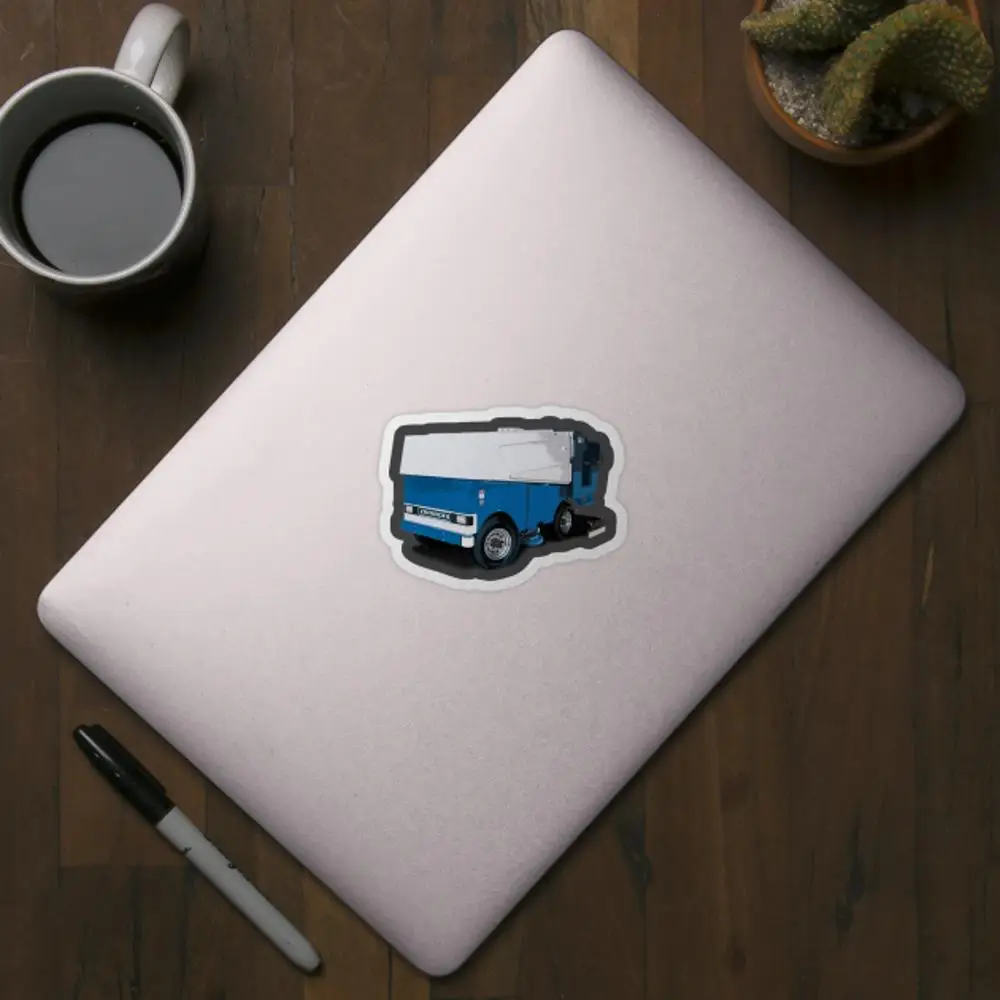 Blue Zamboni Sticker for Laptop Decor Bedroom Car Cute Cartoon Art Fashionable Public Suitcase