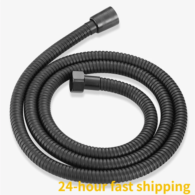 1.5/2M Black SUS 304 Flexible Shower Hose Long Bathroom Shower Water Hose Extension Plumbing Pipe Pulling Tube Bath Accessories