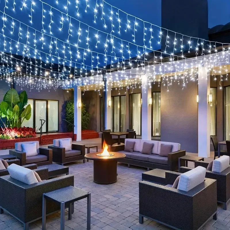 الاتحاد الأوروبي/الولايات المتحدة التوصيل في الهواء الطلق شلال جليد سلسلة ضوء LED الستار جليد عيد الميلاد هالوين ديكور سلسلة مصباح لسقف الشارع الطنف