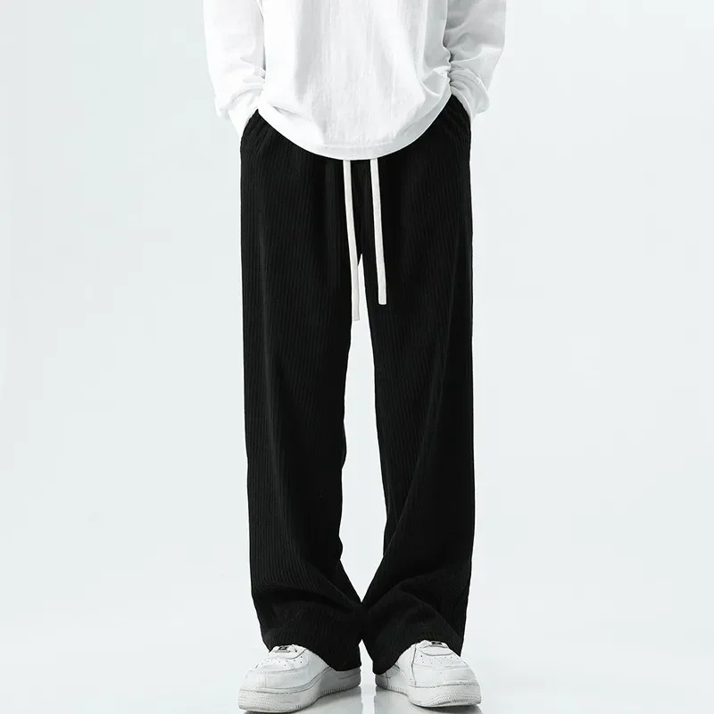 

Spring Autumn Corduroy Men's Sports Pants Korean Straight Wide Leg Loose Casual Oversized Joggers Pants Y2k Japanese Streetwear