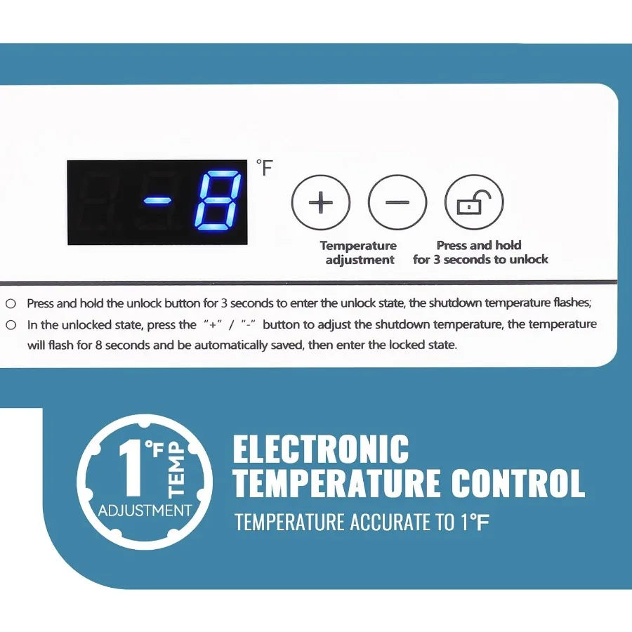 فريزر الصدر مع تحكم إلكتروني يتراوح من 41 إلى -15 للحفاظ على الطعام على جراج المطبخ أو شركات الطابق السفلي