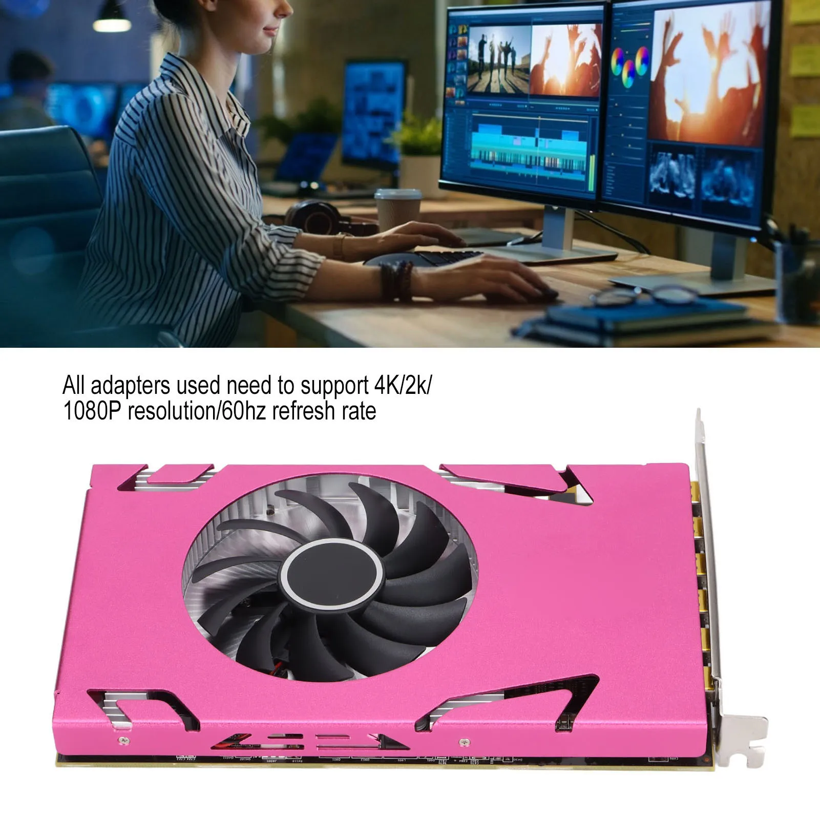 

Graphics Card R7 350‑4G 6Mini DP GA Pink Six Screen Single Slot Graphics Card for Win System Graphics Card for Gaming PC