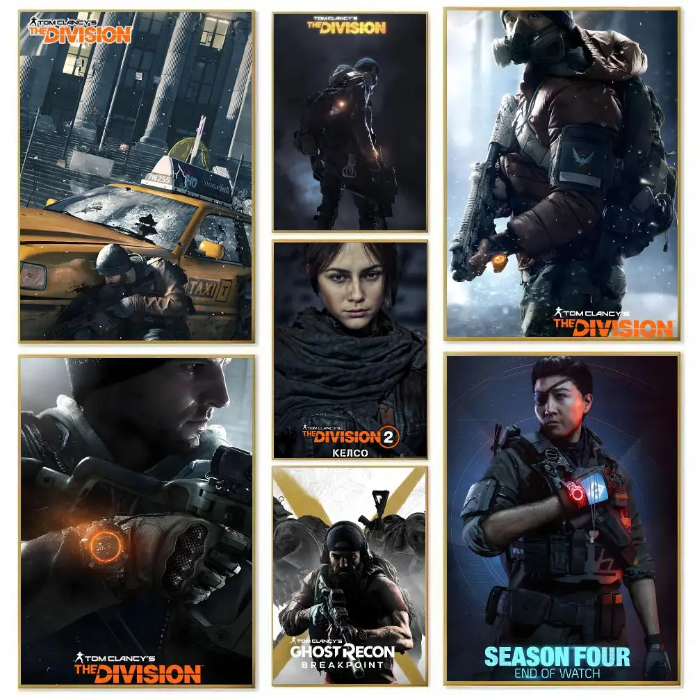 T-Tom Clancy The D-Division 2 Game Poster High-definition Art Sticker Self Adhesive Waterproof Home Decoration For Living Room