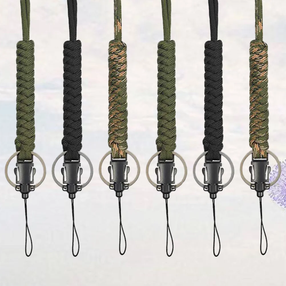 

6Pcs Multipurpose Paracord Lanyard Keychain Utility Necklace Rope for Outdoor Essentials Waterproof Bags Flashlights USB