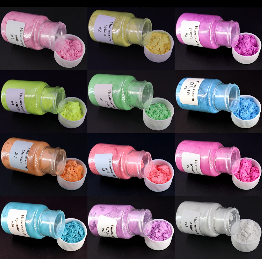 30 مللي زجاجة كبيرة نيون الفلورسنت الميكا مسحوق بيرليسسينت الصباغ صابون يدوي الصنع شمعة الايبوكسي الراتنج الطلاء مسمار بريق الصباغ