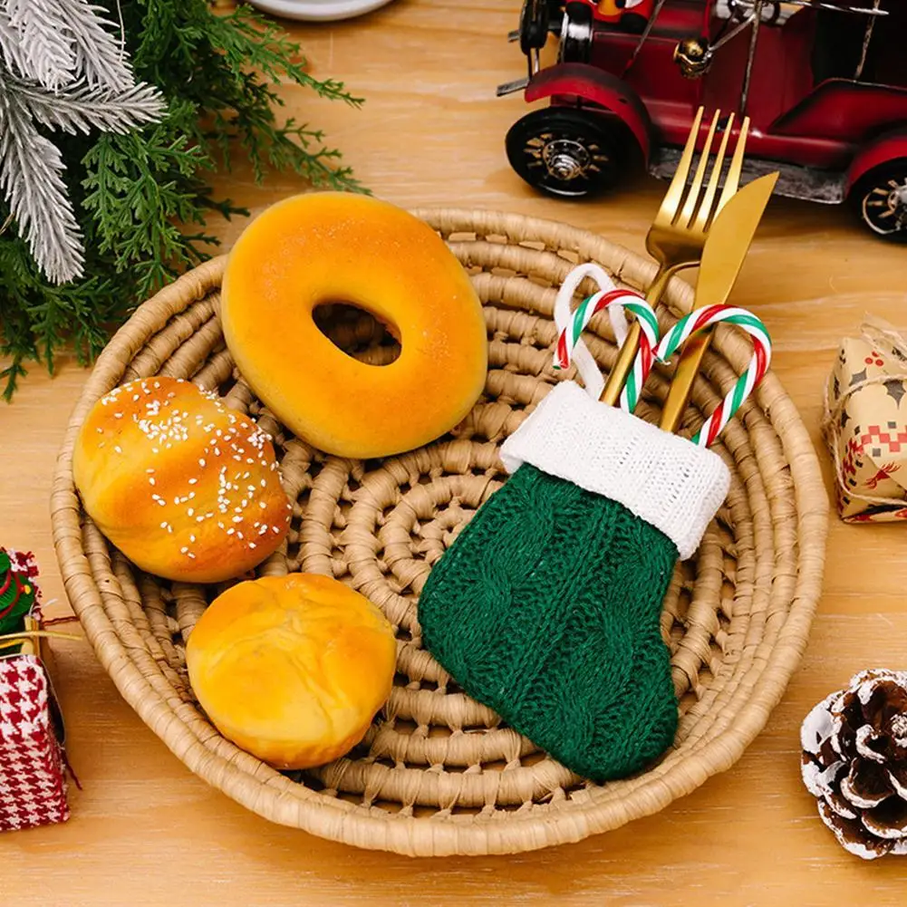 Christmas Decorations Green Knitted Stocking Mini Christmas Stocking Pendant Christmas Tree Decoration Stocking