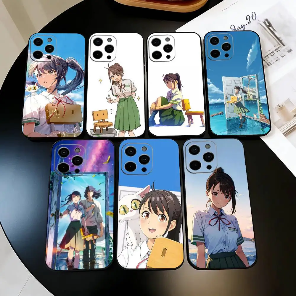 

Cute S-Suzume Anime Phone Case For iPhone 17, 16,15,14,13,12,11 Plus,Pro Max, Others Soft Black Cover