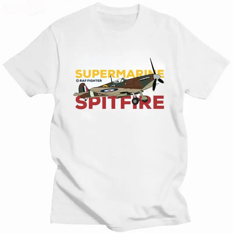 Classic War II Supermarine Spitfire T Shirts for Men Summer Short-sleev Vintage Printed T-shirt Men Clothing  Streetwear 4XL