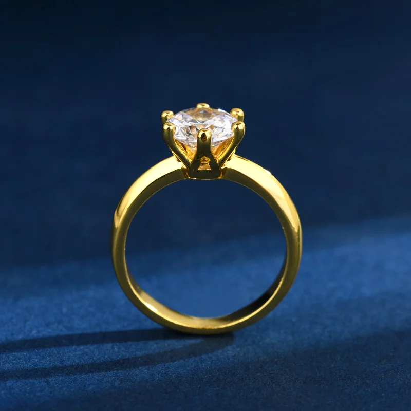 Solitario 1ct creato anello di diamanti 14K oro festa fedi nuziali anelli per le donne gioielli di fidanzamento nuziale