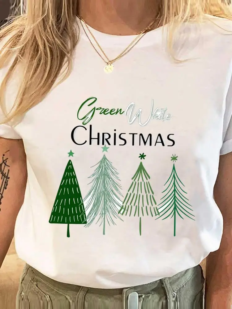 

Tree Lovely Letter Clothing Print Merry Christmas Women Fashion New Year Holiday Tee Short Sleeve T Female Graphic T-shirts