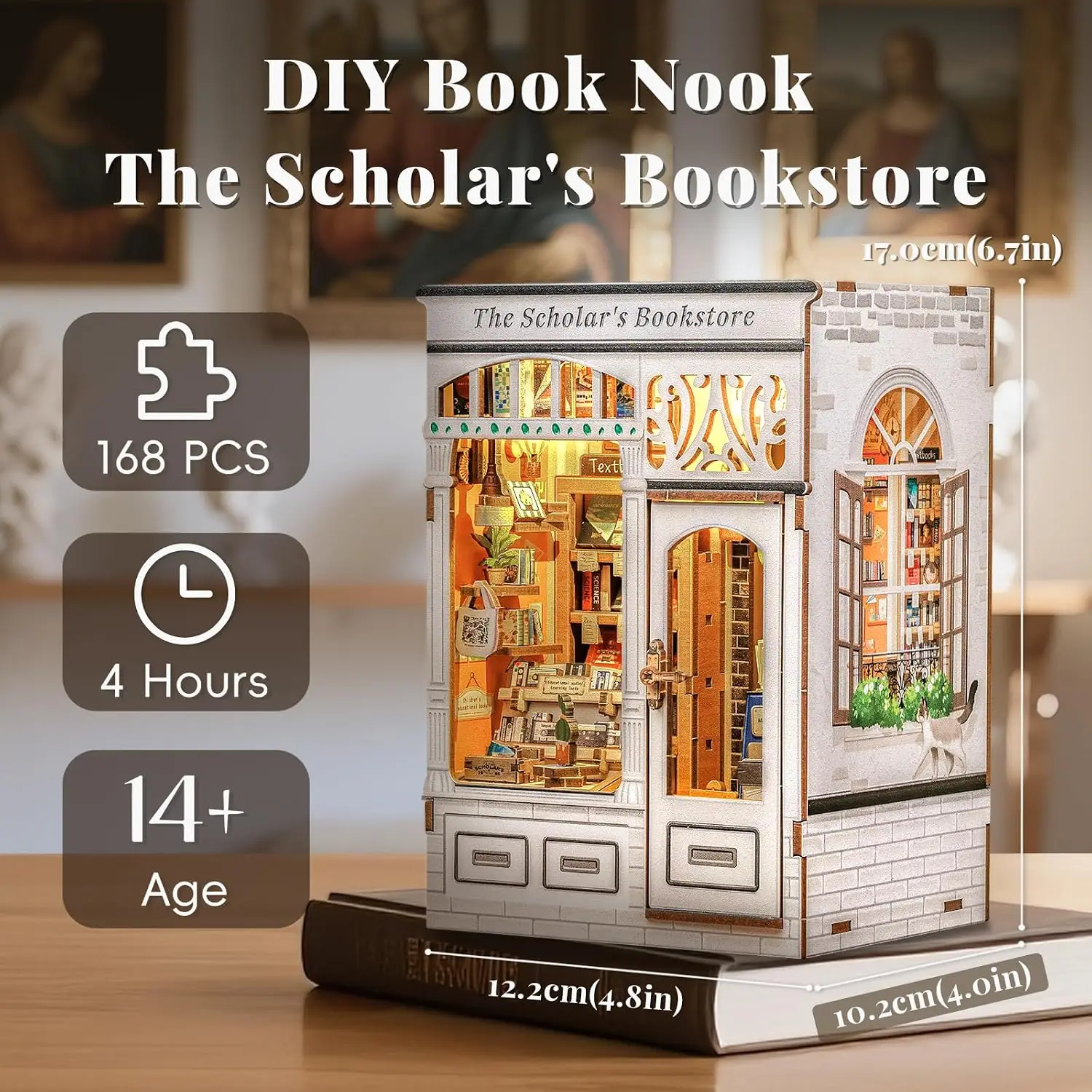 DIY book nook kit The Scholar's Bookstore Miniature Bookshelf Insert Bookend Assembly Model Craft Decorative Collection