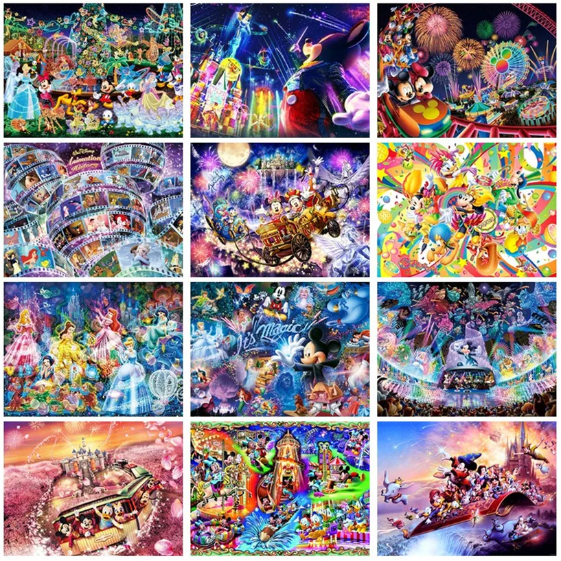 

Disneyland Mickey Magic Park Jigsaw Puzzle Walt Disney Animation 1000 Pieces Puzzles Children's Educational Toys New Year Gift