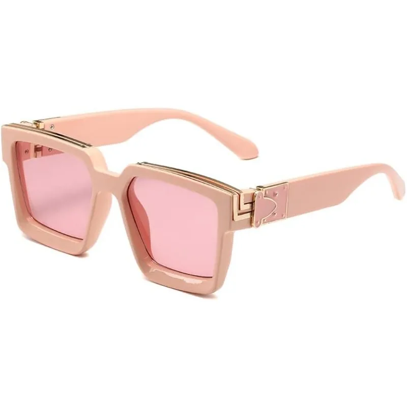 Rectangle Sunglasses for Men Women, Retro Square Luxury Shades, Punk Trendy Eyeglasses