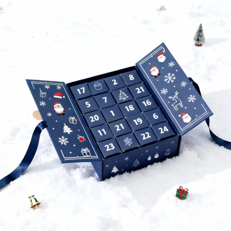custom.New Design Luxury Advent Calendar Hot Rose Drawers Double-Door Surprise Box Paper Cosmetic Jewe