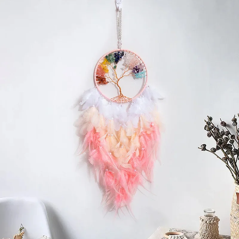 Dream catchers Crystal Stone Wall Hangings Dream Catchers Home Wall Decor Colorful True Feathers Dream Catcher Birthday Gifts