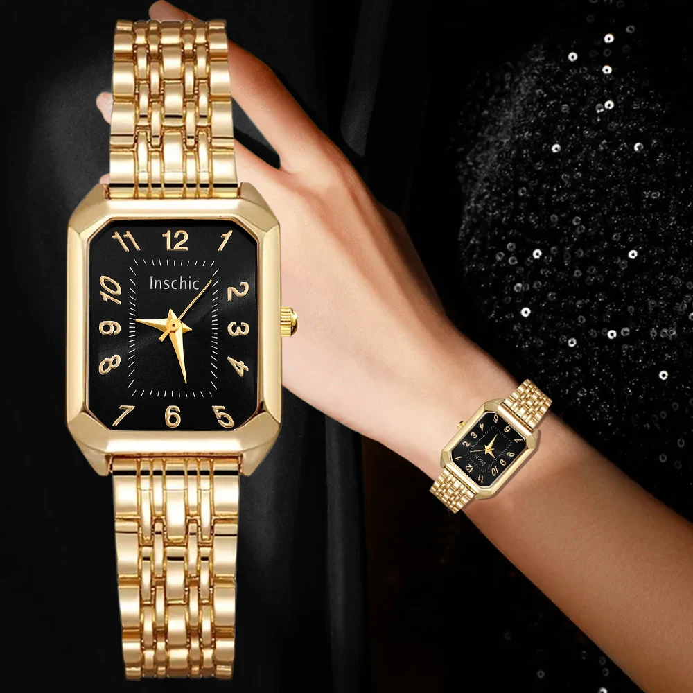 Elegant temperament square dial pointer women's watch, fashionable women's quartz watch, women's clock gift