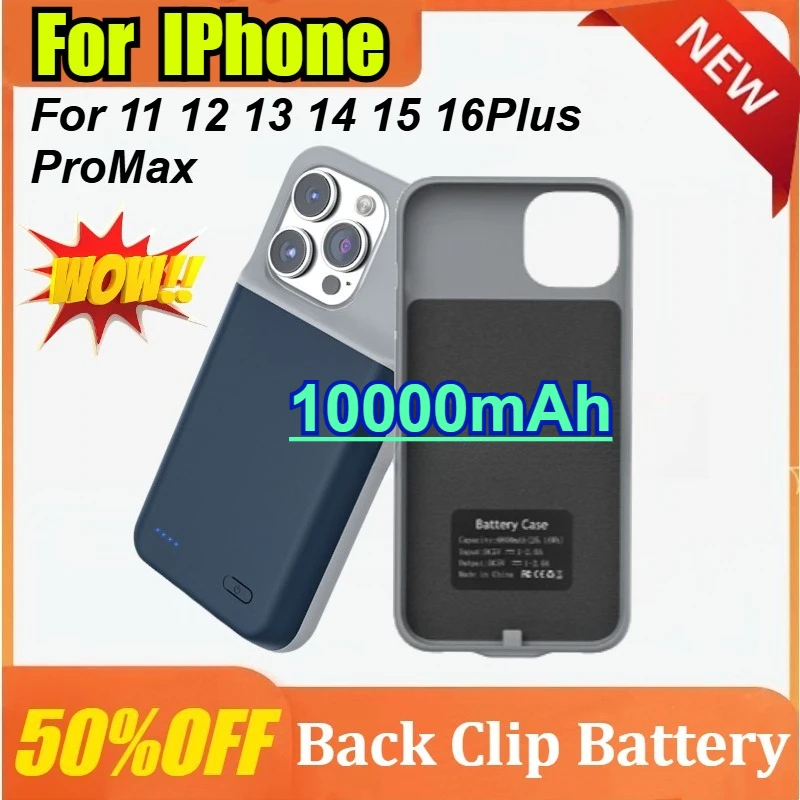 

Battery Charger Cases 10000mAh for IPhone 11 12 13 14 15 16Plus ProMax External Battery Power Bank Charging Case for 6/7/8