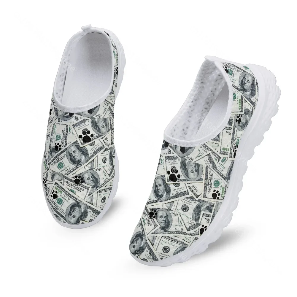 Brand Designs Mesh Shoes for Women Seamless The Dollar And Animal footprints  Printing Lightweight Sneaker Girl Zapatos De Mujer