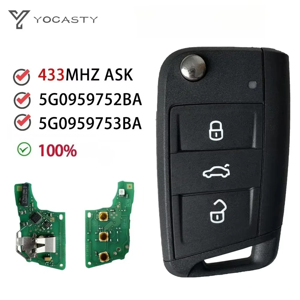 YOCASTY  Original For VW Golf 7 For Skoda Octavia A7 434MHz MQB48 Remote Car Key Fob 5G0959752BA