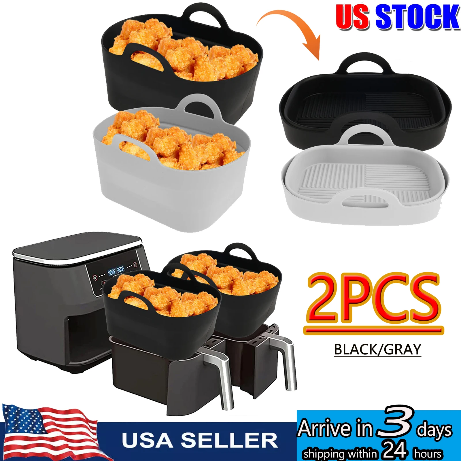 

Silicone Air Fryer Basket Liners Reusable Air Fryer Silicone Pots Air Fryer Rack Accessories for Air Fryer, Oven, and Microwave