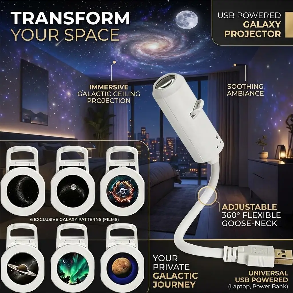 Fashion Projector Lights Galaxy Star Projector Night Light 360° Rotatable Nebula Aurora Starry Sky Projector Light For Bedroom