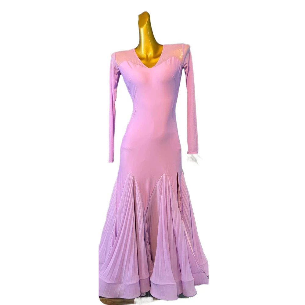 Dancing Hall Modern Dance National Standard Dance High end Customized Pink Slim Fit Skirt with Samba Style Dress