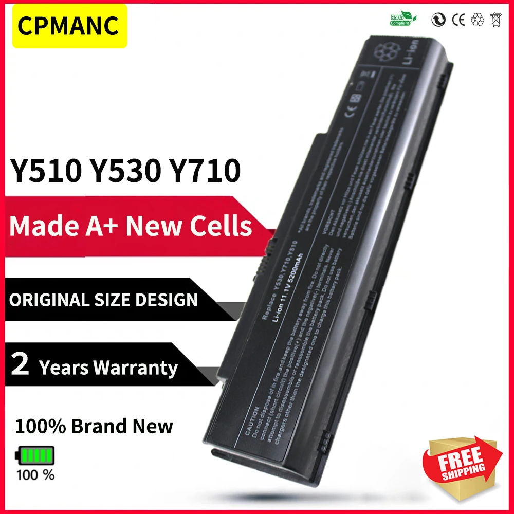 

CPMANC NEW battery For Lenovo 3000 Y500 Y510 Y510A IdeaPad V550 Y510 Y530 Y530A Y730A Y710 45J7706 ASM 121000649 FRU 121TS0A0A