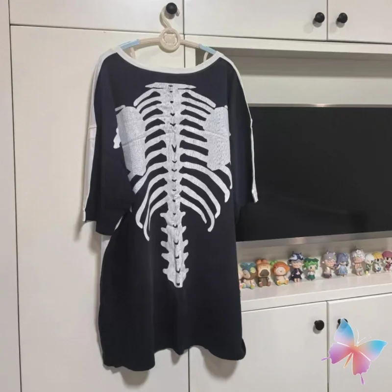 

Kapital Tshirts Oversized Splicing Color Embroidered Logo Rib Print Round Neck Short Sleeve Streetwear Casual Men Women T Shirts