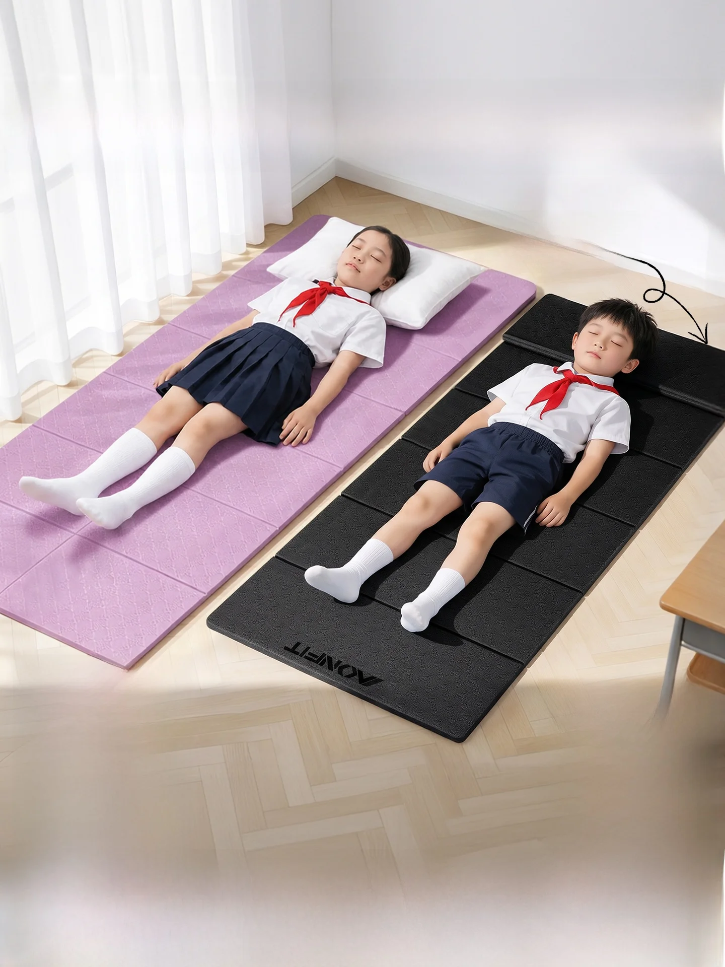 小学生向けの厚みのあるヨガマット-昼寝用レイヤードマット-年生が寝られるフロアマット