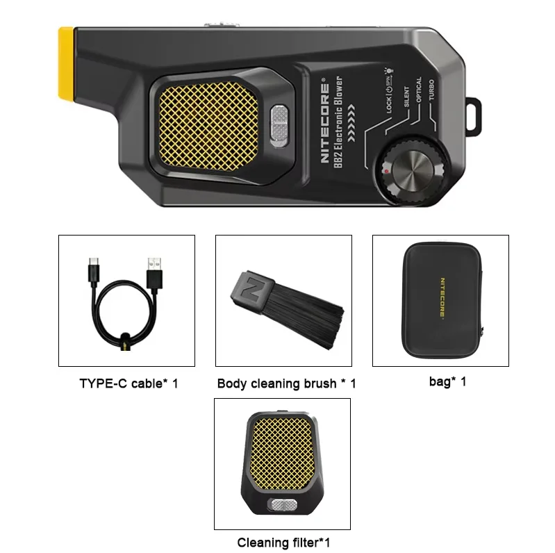 NITECORE BB2 Elektrisches Luftgebläse, Staubsauger, Blas- und Saugblätter, Staubsammler für DSLR-Kamera und Objektiv