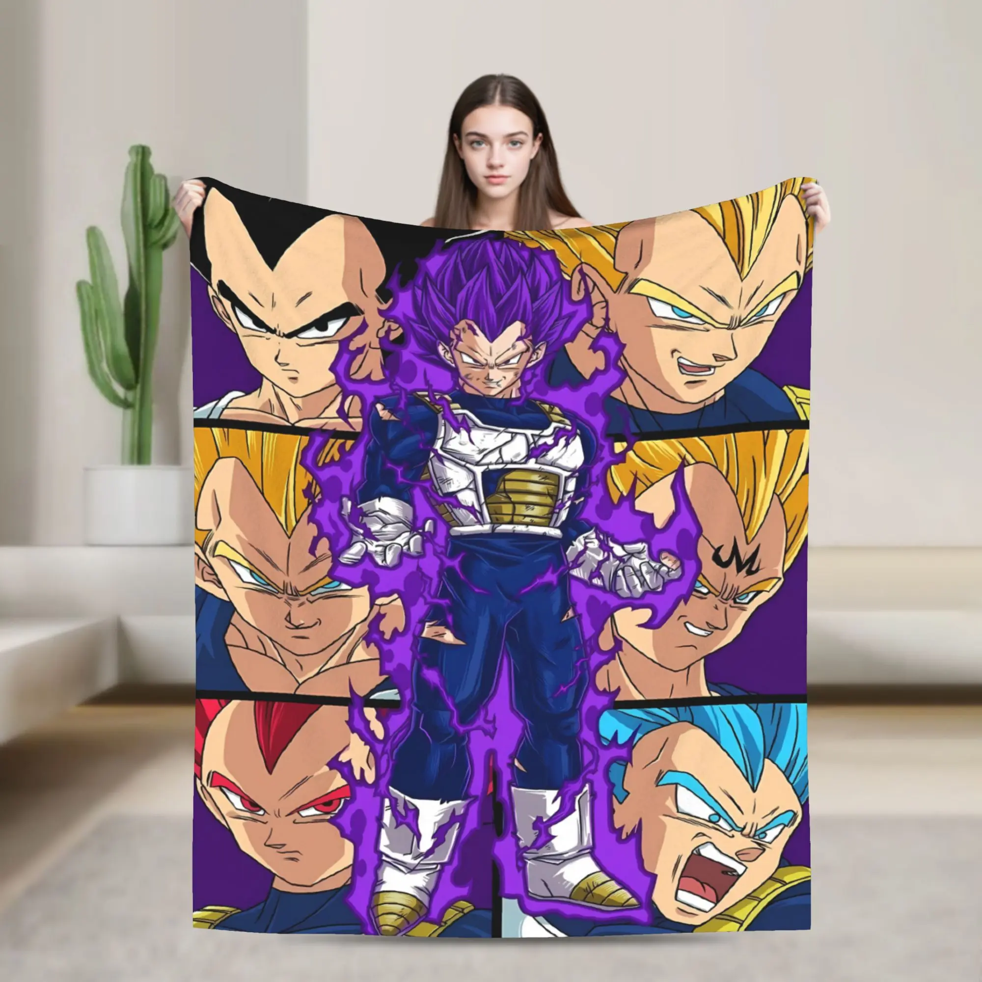Vegeta Forms Anime Plush Blanket Children 3D Japanese Manga Flannel Bedding Throws For Couch Bed Soft Warm Bedspread Gift