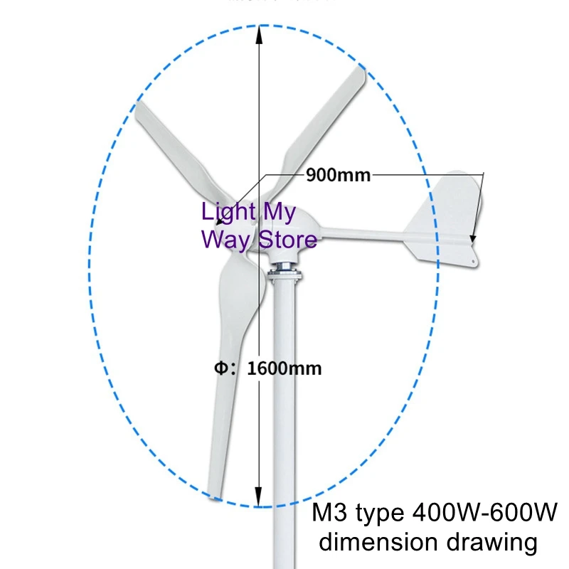 M3 type wind turbine 500W12v24v48v horizontal axis small wind turbine breeze generator