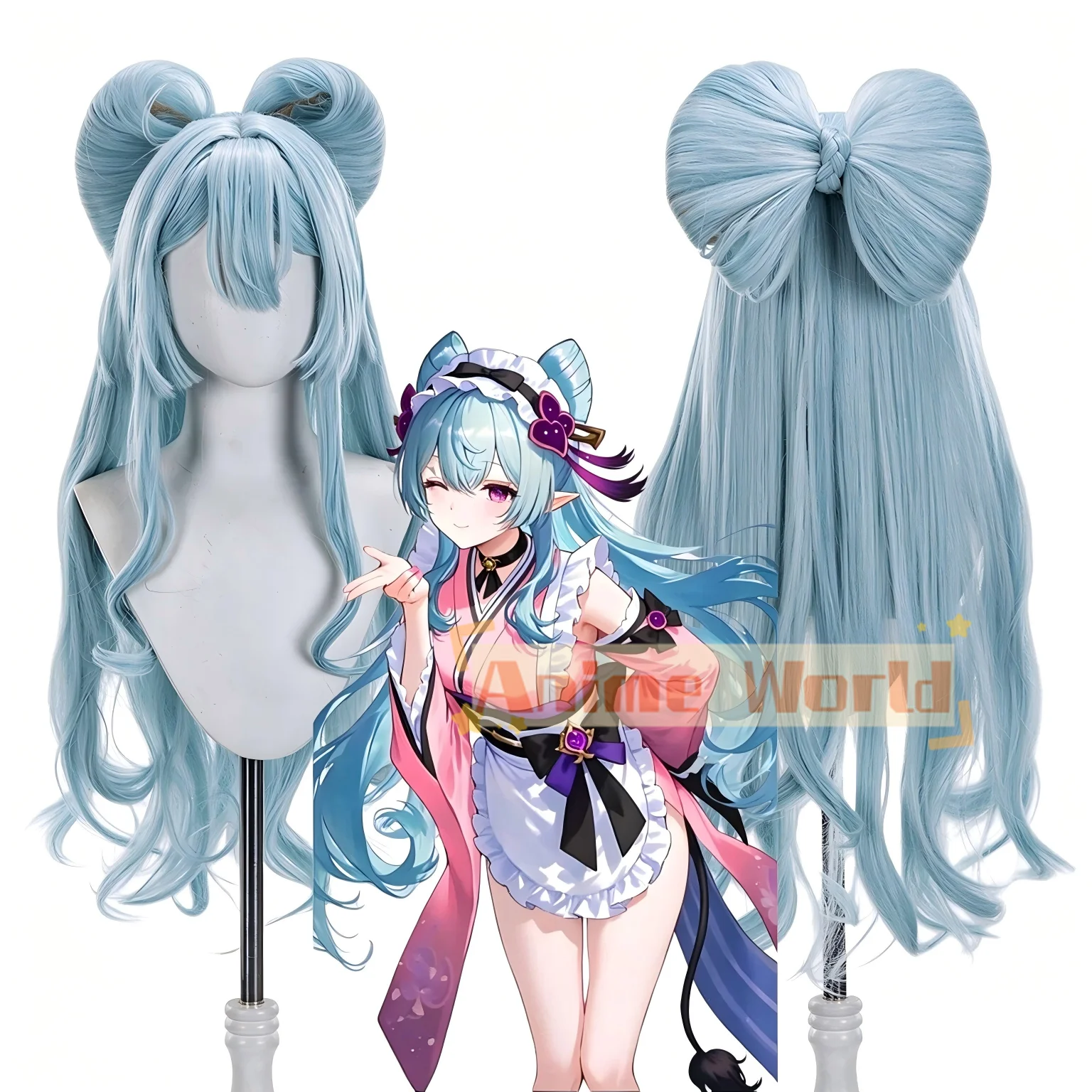 Anime Yumemizuki Mizuki Wig Halloween Carnival Party Props Synthetic Hair Heat Resistant Fiber + Wig Cap