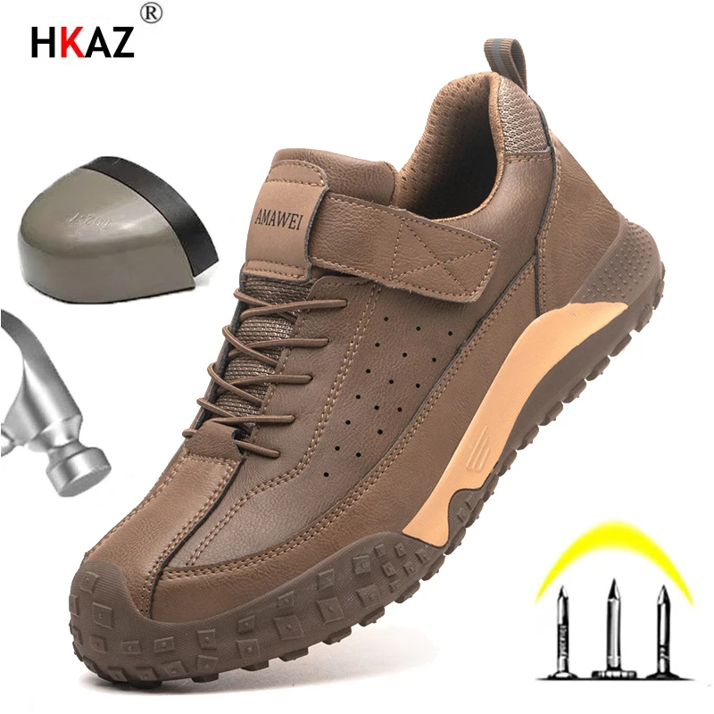 Safety Shoes Men Steel Toe Work Shoes Anti-smash Anti-puncture Indestructible Shoes Protective Boots Industrial Shoes