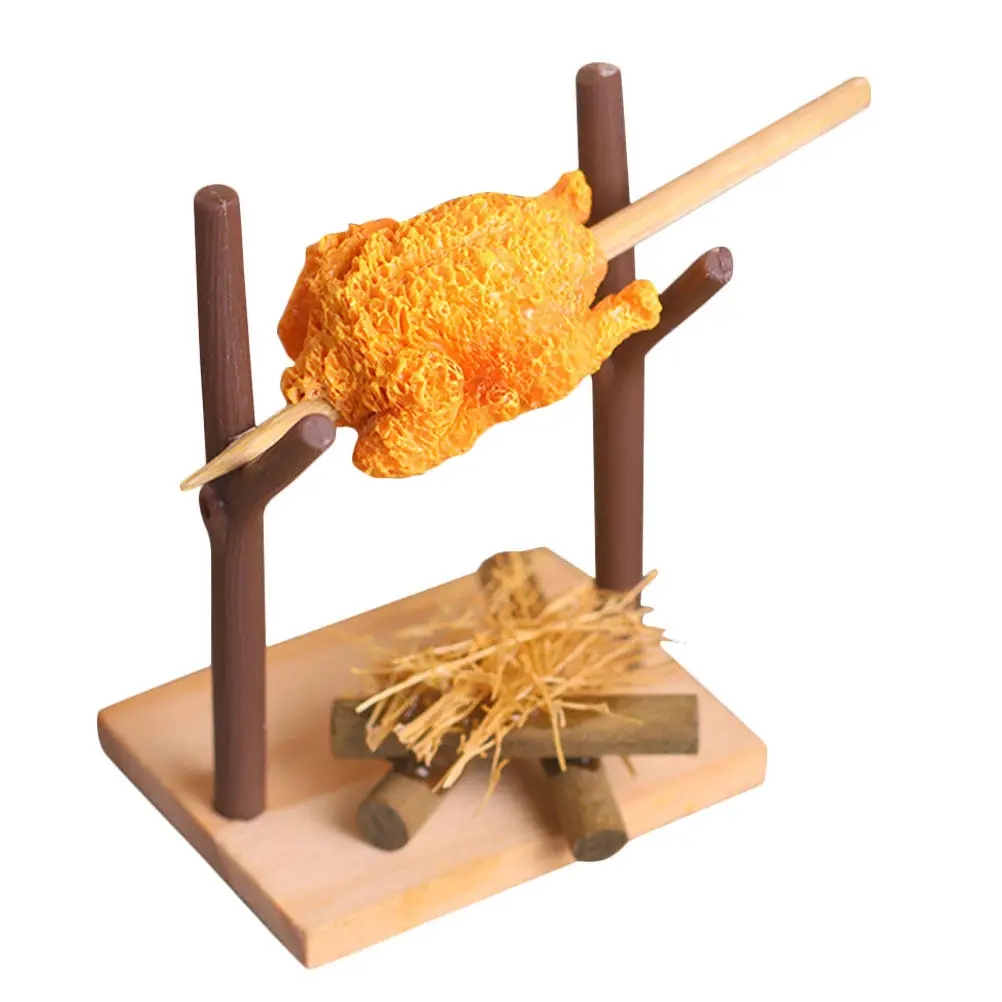 Miniature Bbq Grill Barbecue Grill Outdoor Garden Decoration Mini Roast Chicken Cooking Tool Artificial Food Playset Realistic