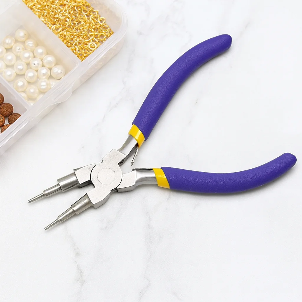 6-in-1 Carbon Steel Round Nose Jewelry Pliers, Multi-Function DIY Tool for Earring Hooks, Bracelet, Necklace Repair and Craft image 3