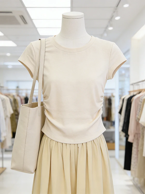 Conjunto de Ropa de Verano para Mujer, Talla Grande, Camiseta Moderna y Falda de Cintura Alta, Ropa Antiedad, Disponible en Tienda Física