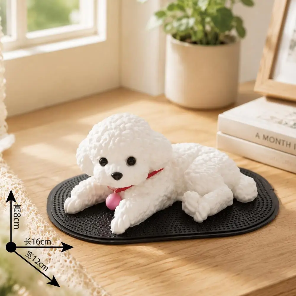 Silikon-Teddyhund-Figur als Auto-Ornament, Dekoration für Armaturenbrett und Mittelkonsole, Simuliertes Haustier für Zuhause, Schreibtisch-Geschenk – Detail 10