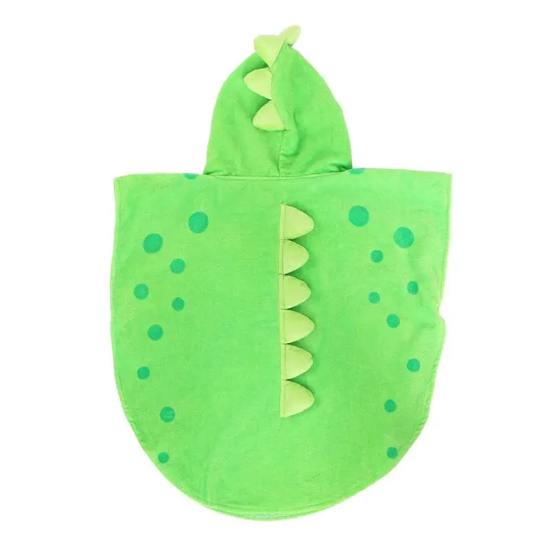 

A71Z Children Bath Towel Robe Kids Hooded Beach Swimming Poncho Dinosaur Pattern(Green+White 55 Cm X 110 Cm)
