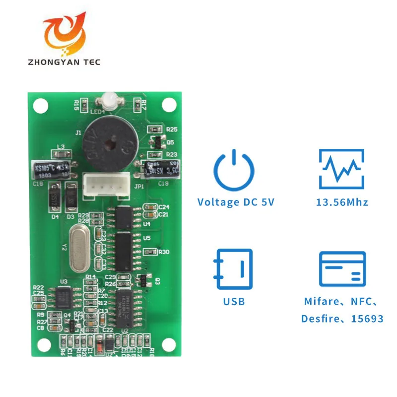 13.56Mhz IC M1 Card Smart USB Communication NFC Contactless Access Control RFID Card Reader Module