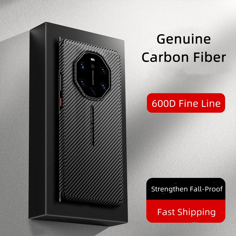 Luxury Ultra-Thin Genuine Carbon Fiber Case for Huawei Mate 40 RS Real Kevlar Fiber Lightweight Protective Cover 600D Fine Line