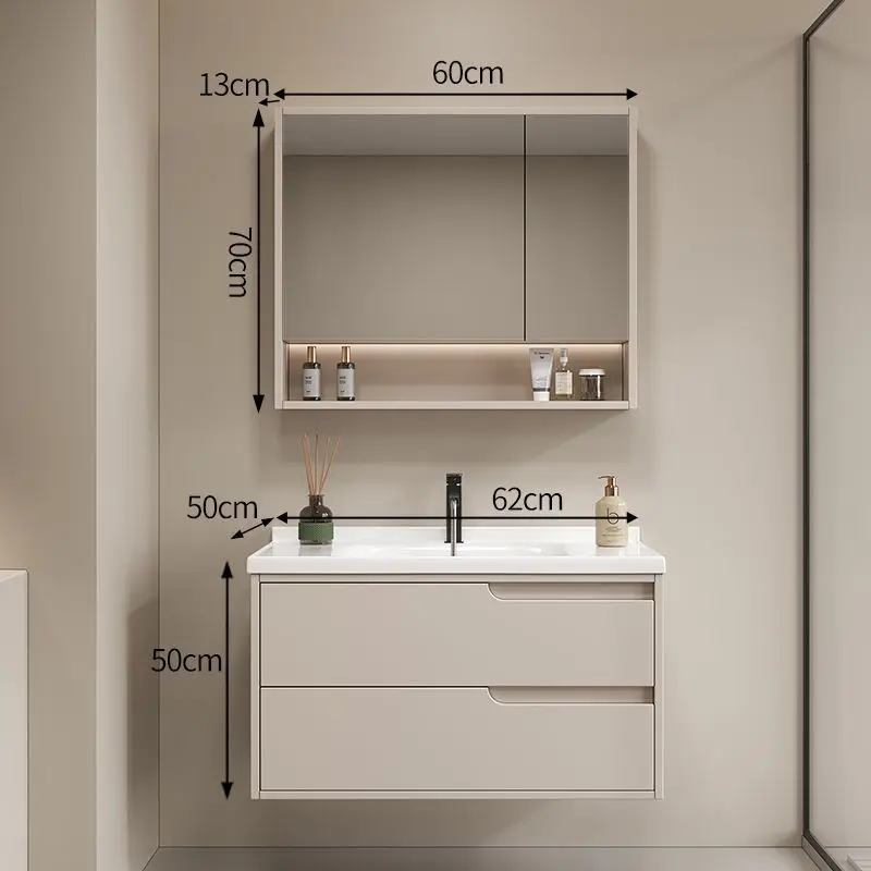 Bathroom cabinet integrated ceramic basin intelligent oak paint craft bathroom sink