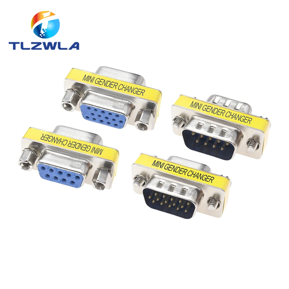 DB9/DB15/DB25/DB37 Mini zmieniacz płci Adapter RS232 Com D-Sub do męskiego żeńskiego złącza wtykowego VGA 9 15 25 37Pin — zdjęcie 5