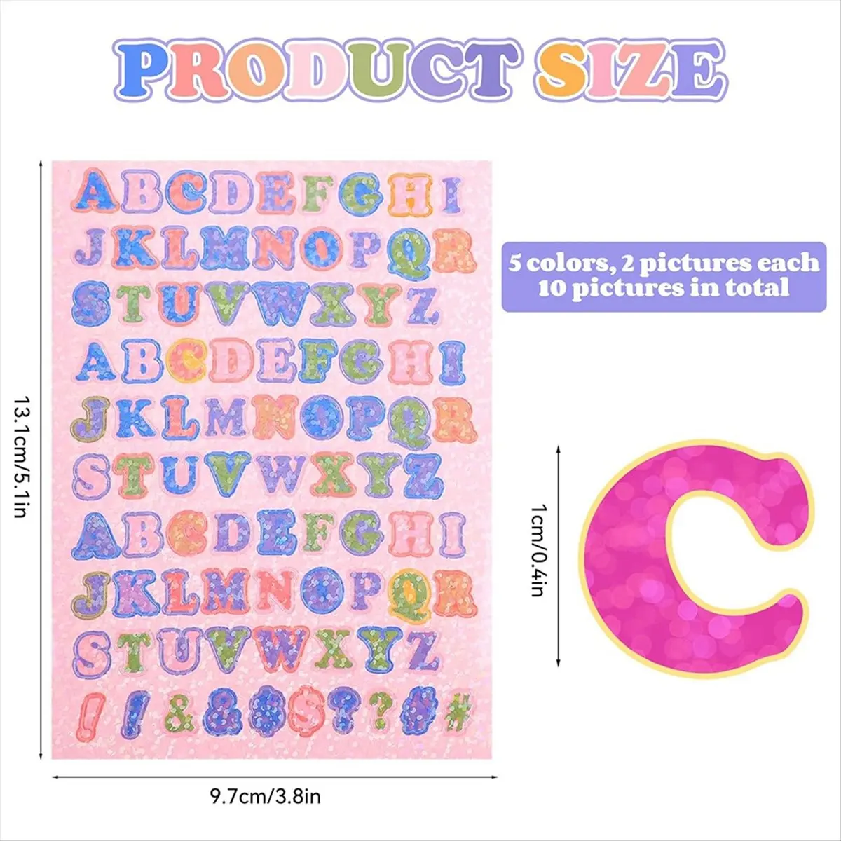 *CLOS 880 Buah 10 Lembar Stiker Huruf Warna-warni Stiker Huruf Alfabet Perekat untuk DIY Scrapbooking Hadiah