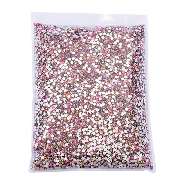 Wholesale Lt.Rose AB Silver Bottom Glitter Loose Resin Non Hot Fix Rhinestones Cтраз Strass DIY Nails Art Decoration Y0061