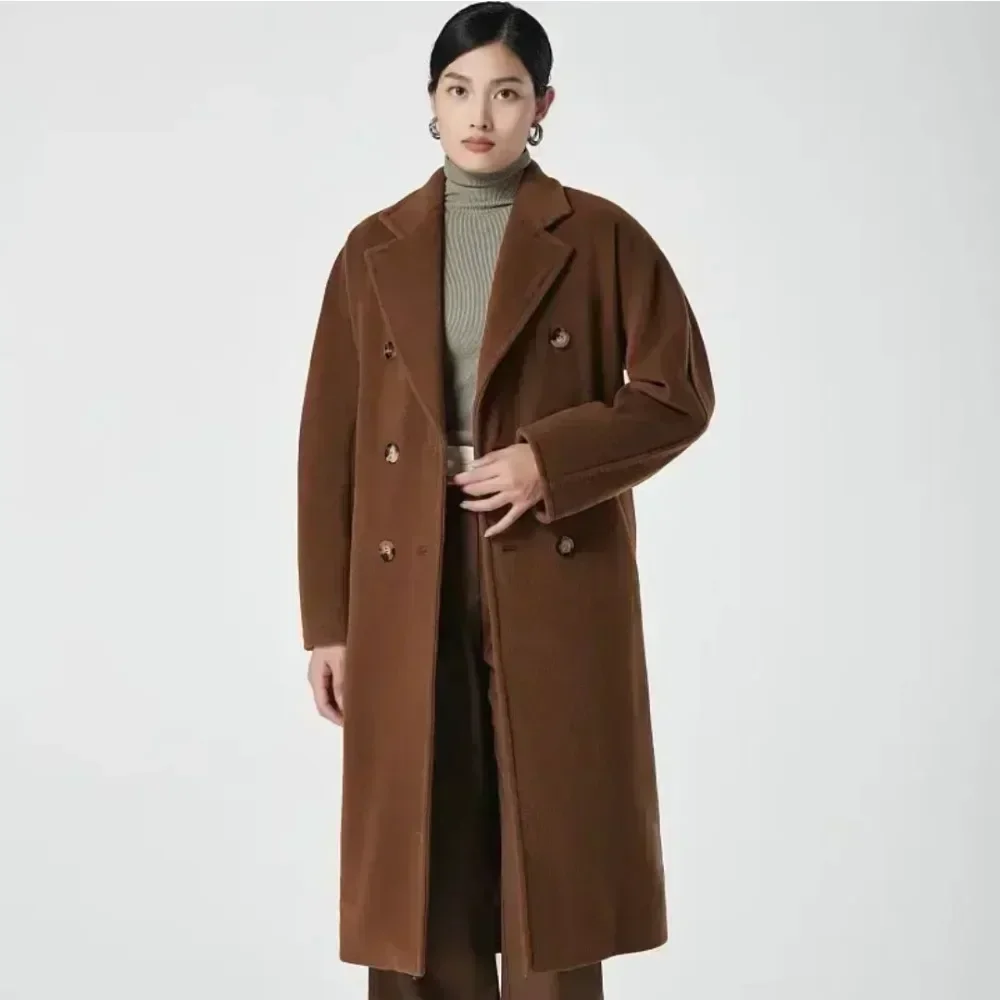 High Quality Women New Coat Winter Luxury Women\'s Jacket 10% Cashmere 90% Wool Material Camel Color Reversible Long Women Coat